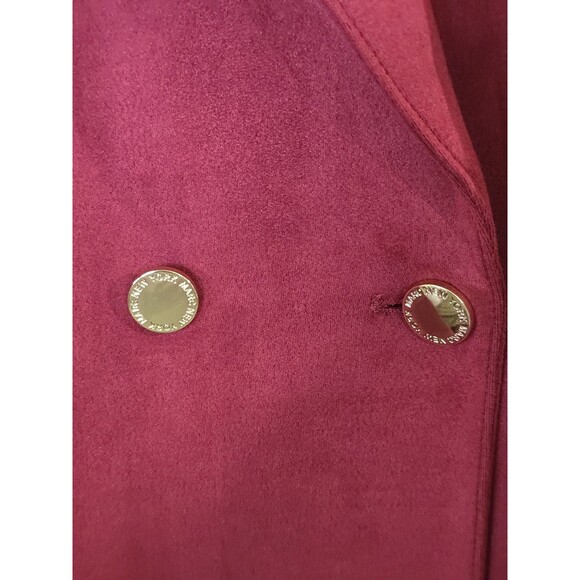 Marc New York Red Suade Longline Trench Jacket Vest Size Large Gold Button - Picture 5 of 10